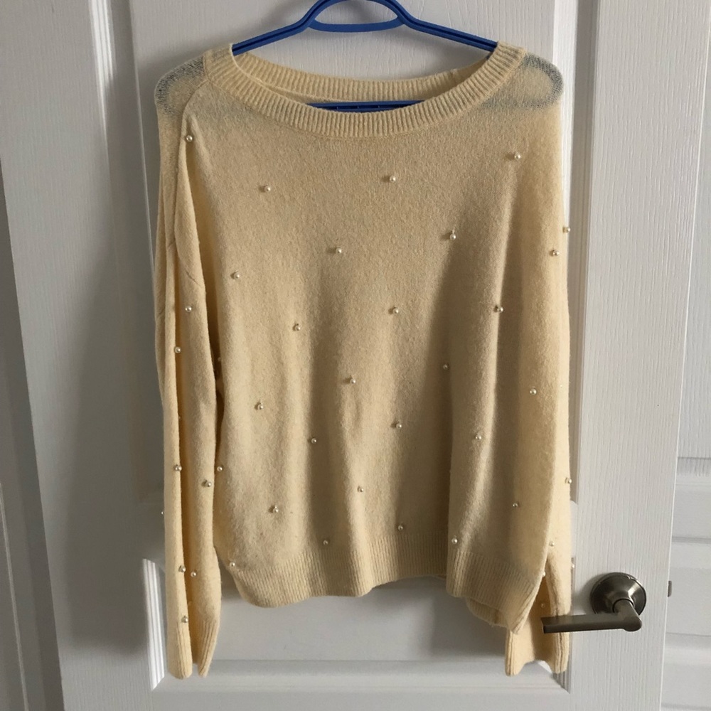 H&M | Pearl Studded Cream Sweater